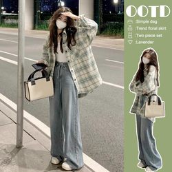 2025 New Early Autumn Wear Thin Cardigan Shirt with a Stylish Plaid Design for Women's Autumn Tops