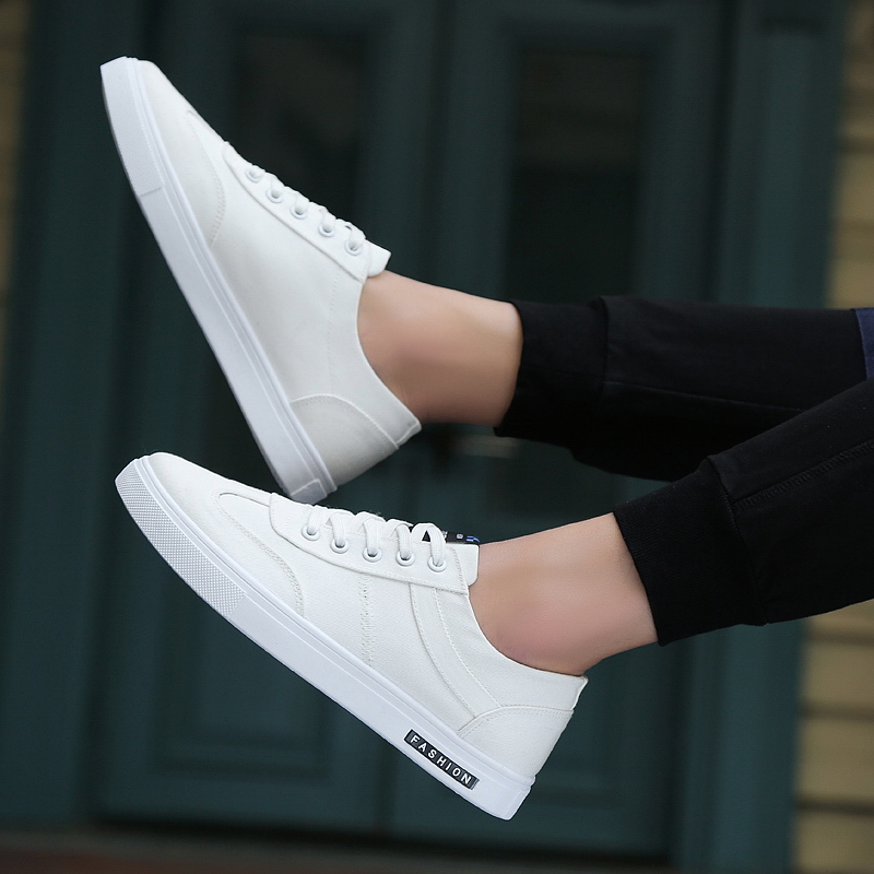 Men's shoes winter 2021 new trendy shoes basic white shoes men's Korean version of the trend casual canvas shoes cloth shoes