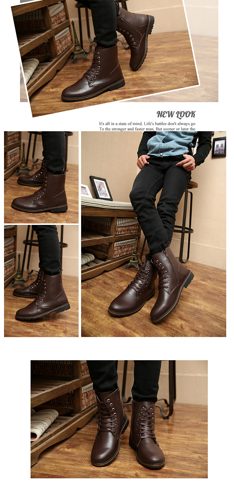 Boots - chaussures en PU RUNVAN ronde pour hiver - loisir - semelle caoutchouc - Ref 950606 Image 11