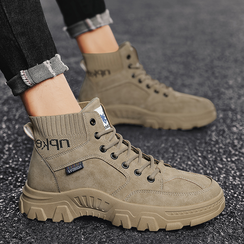 Summer breathable high cylinder Martin boots Men's shoes Overalls boots Rhubarb Boots Desert Boots Outdoor Non-slip Male Boots 100 Hitch Shoes