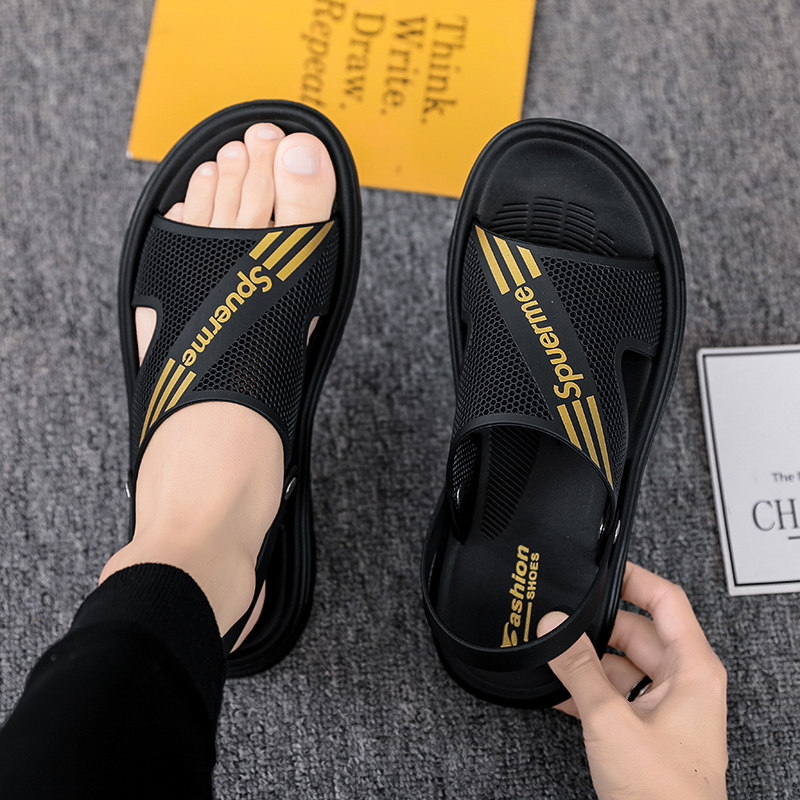 Men's summer beach anti-wear, wear-and-word mesh red sandals Outdoor Weins trendy basketball sandals