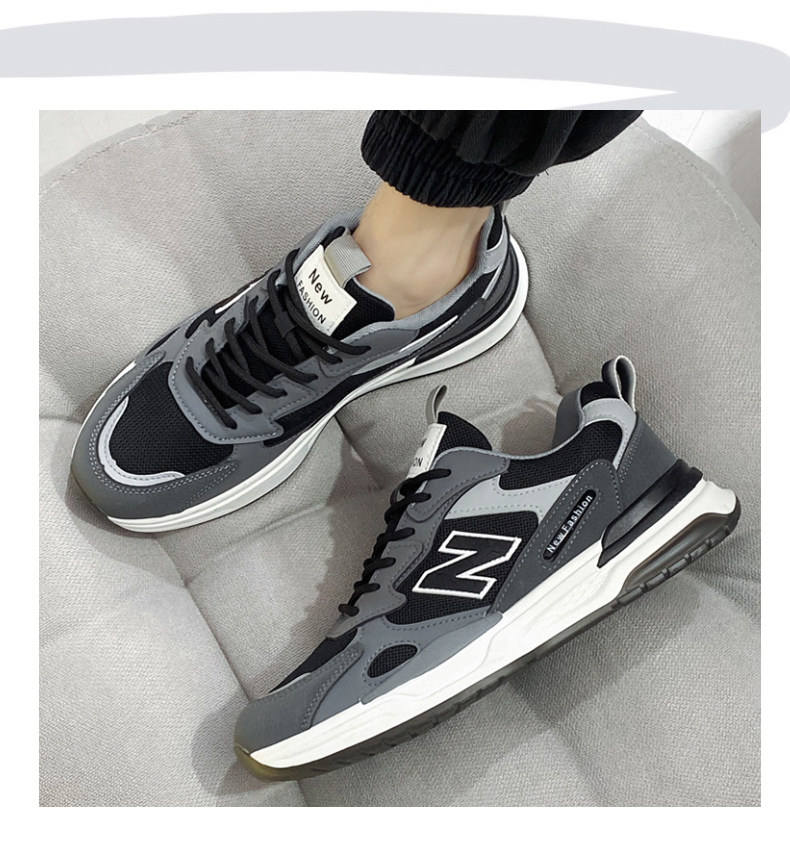 Папа обувь 男鞋2024新款春季透气网面防臭运动休闲跑步增高老爹潮牌劳保潮鞋