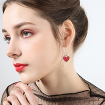 Red heart ear nail female 2020 New Tide Simple Net red small ear bone temperament advanced French earrings cold wind