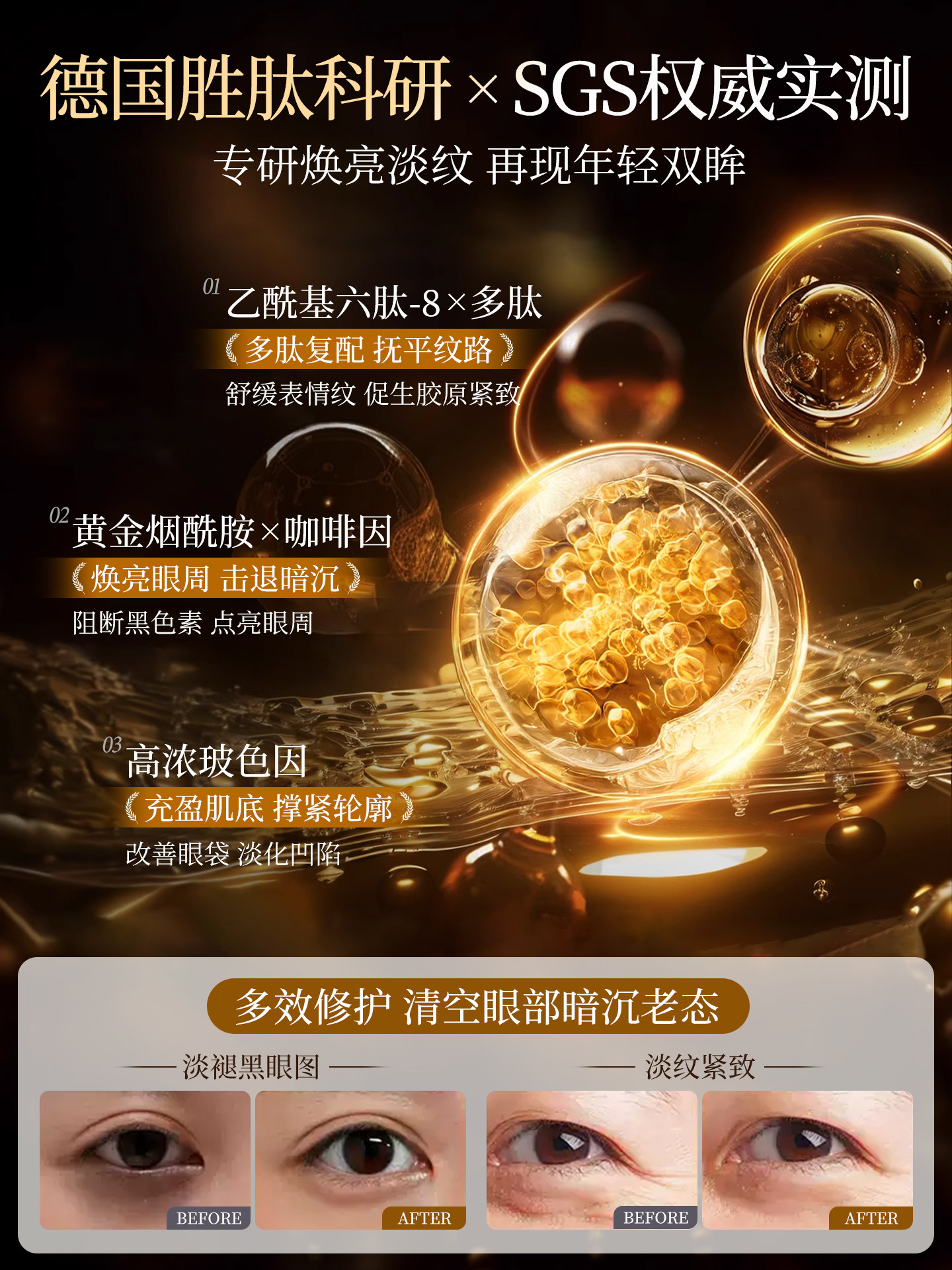 Polypeptide Eye Cream Fades Fine Lines, Dark Circles, and Eye Bags, Lifts, Tightens, and Removes Wrinkles, Official Authentic Product for Women and Men