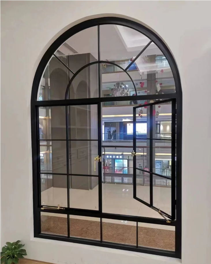 Law-style vintage iron art imitation old steel window Republic of China Iron window vaulted old fashioned casement window tempered glass Haitang glass window-Taobao