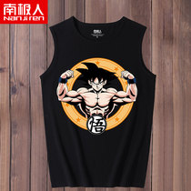 Sleeveless vest men wear outside the tide large size cotton shoulder t-shirt mens Pelican sports fitness clothes basketball top