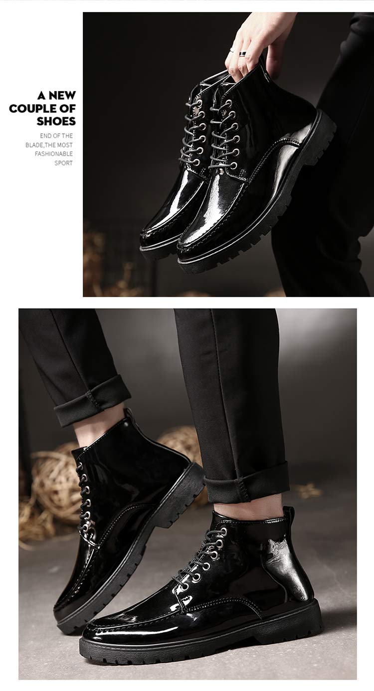 Giày nam mùa đông 2018 mới của Anh đa năng cao giúp giày thường xu hướng giày nam Martin boot nam đế xuồng giày lining cầu lông