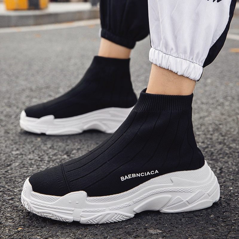 Shoes men's shoes spring flying loom sports casual high cylinder breathable sails shoes men 100 hitch running plate shoe boomer shoes male