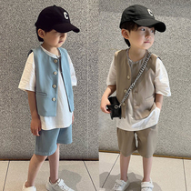 Handsome Boy Suit Waistcoat Suit Summer Boy Fry Street West Suit Children Gown Walk Show Baby Walk