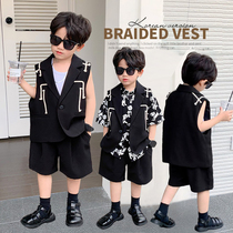 Boys suit summer 2024 new cool and handsome children model catwalk dress personality and fashion trend