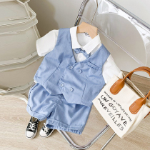 Boys small suit suit Inlenwind 2 Summer 1 Dress Male baby 3 Childrens shirt waistcoat Three sets 4