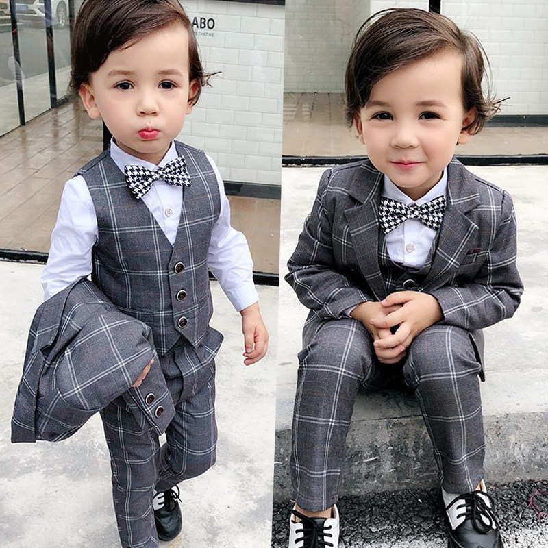 Boy's small suit suit Inlenwind Spring week-year-old gown The boy's Baoshuai Boy Ssuit Boy Flower Boy Three sets