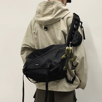 Functional workwear crossbody bag men's trendy Japanese style new ins shoulder bag fashion student trendy men's backpack shoulder bag