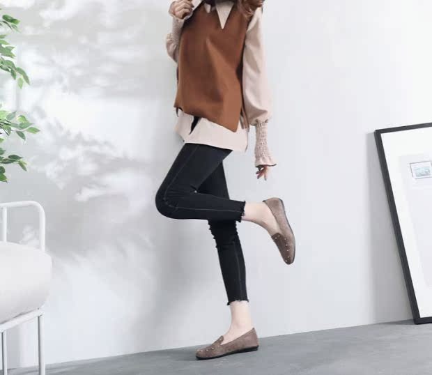 Giày mùa xuân mới Giày dép nữ Giày dép Bắc Kinh Giày nữ Giày đế mềm đế mềm, giày chống trơn trượt áo sơ mi sọc