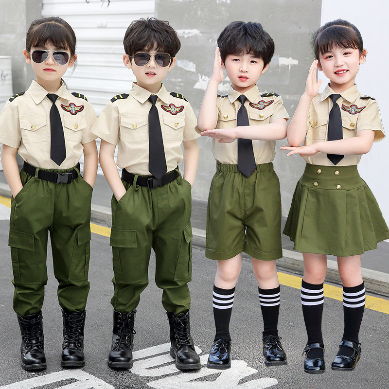 Children's camouflage suit summer suit boys school uniform special soldier uniform girl police officer performing uniform