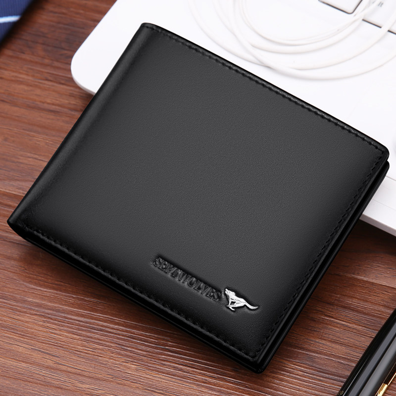 Septwolves Men's Wallet Leather Short Wallet Thin Section 2022 New Explosive Leather Bag Men's Leather Clip Dad