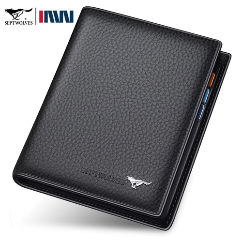 Septwolves, мужской бумажник, кошелек, кожаный картхолдер, из натуральной кожи, воловья кожа