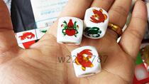 Fish shrimp crab Tiger gourd chicken 2 cm large color dice with 1 plus waterproof film drawing color dice cup box