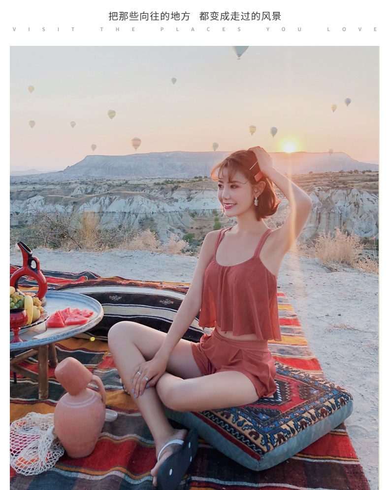 Áo tắm xuân nóng bỏng cho nữ 2018 mới ba mảnh bảo thủ che bụng thon gọn đồ bơi nữ bikini mùa đông áo 2 mảnh