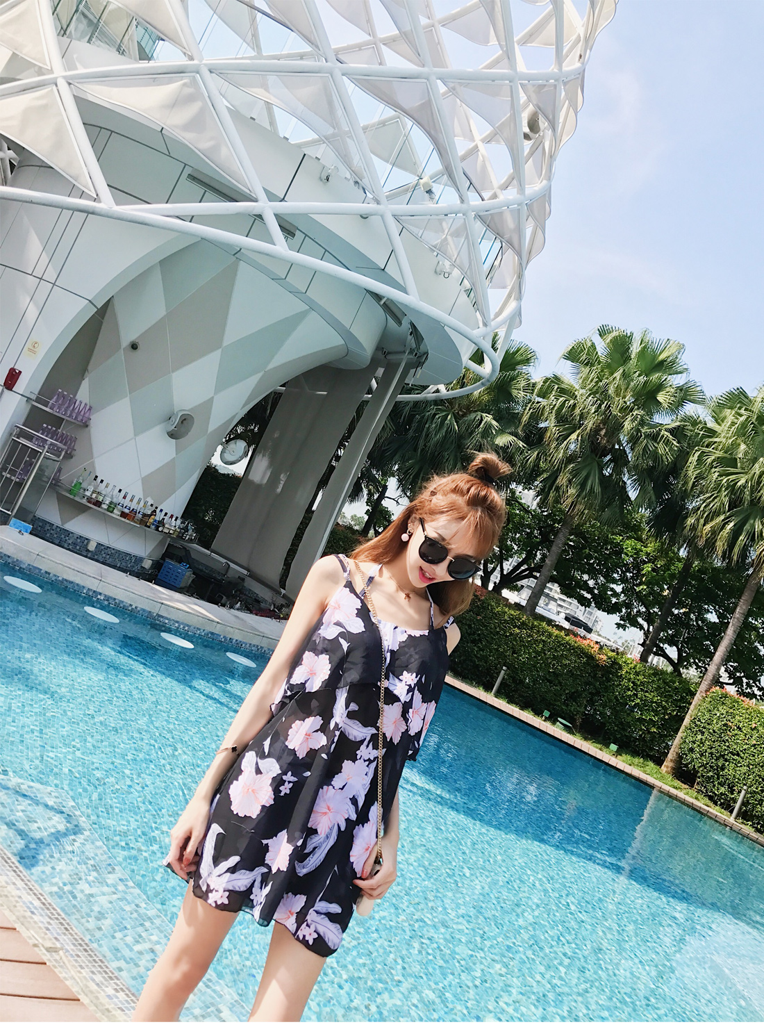 Bộ đồ bơi bikini ba mảnh gợi cảm áo tắm ngực nhỏ tập hợp áo voan mỏng che bụng áo tắm nữ chia tay - Bikinis bộ đồ bơi nữ kín đáo
