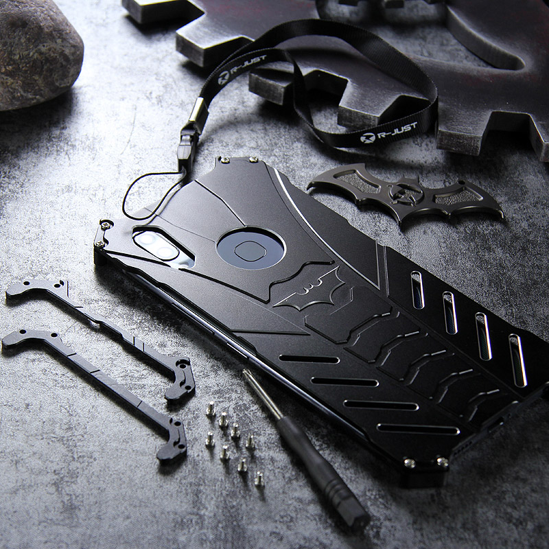 R-Just Batman Shockproof Aluminum Shell Metal Case with Custom Batarang Stent for vivo NEX S & vivo NEX A