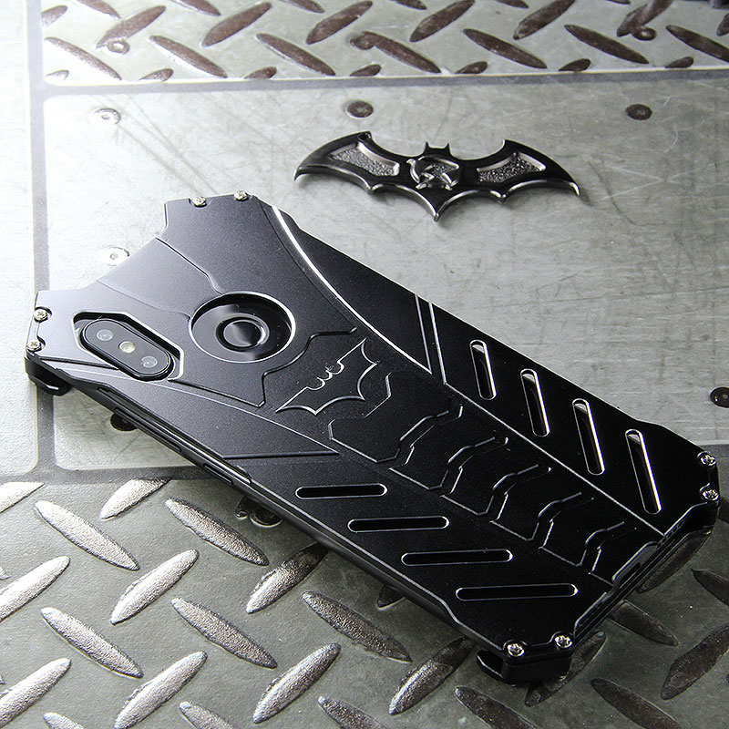 R-Just Batman Shockproof Aluminum Shell Metal Case with Custom Batarang Stent for Xiaomi Mi 8 Explorer / Xiaomi Mi 8 / Xiaomi Mi 8 SE