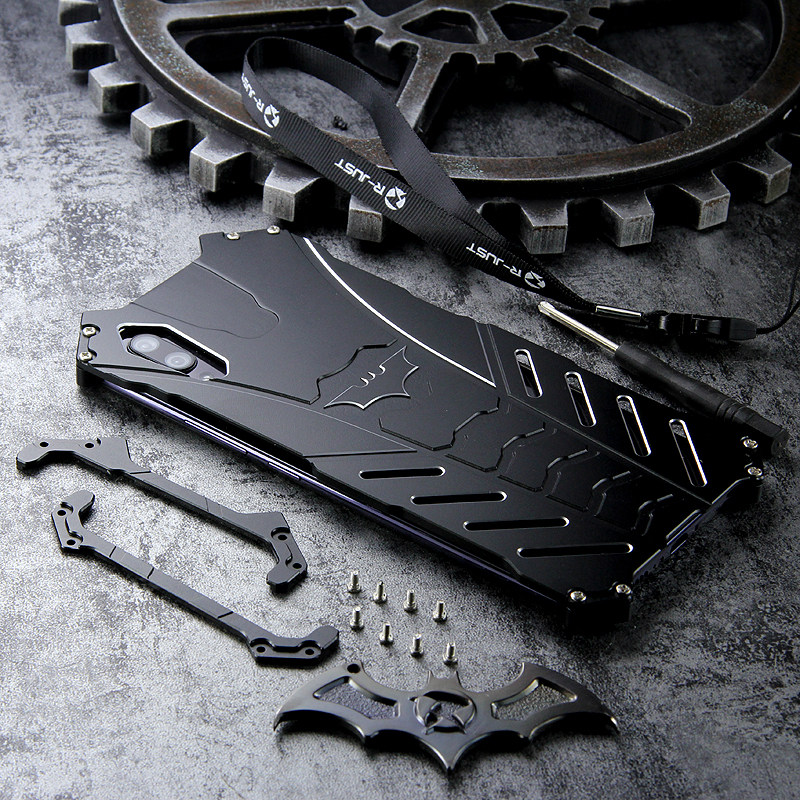 R-Just Batman Shockproof Aluminum Shell Metal Case with Custom Batarang Stent for vivo X23