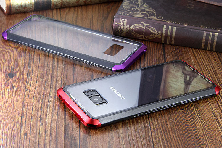 Luphie Nunchaku Airframe Metal Frame Air Barrier Tempered Glass Back Case Cover for Samsung Galaxy S8 Plus & Galaxy S8