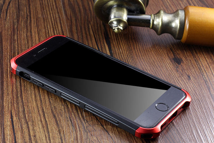 Luphie Nunchaku Airframe Metal Frame Air Barrier Tempered Glass Back Case Cover for Apple iPhone 6S/6 & iPhone 6S Plus/6 Plus