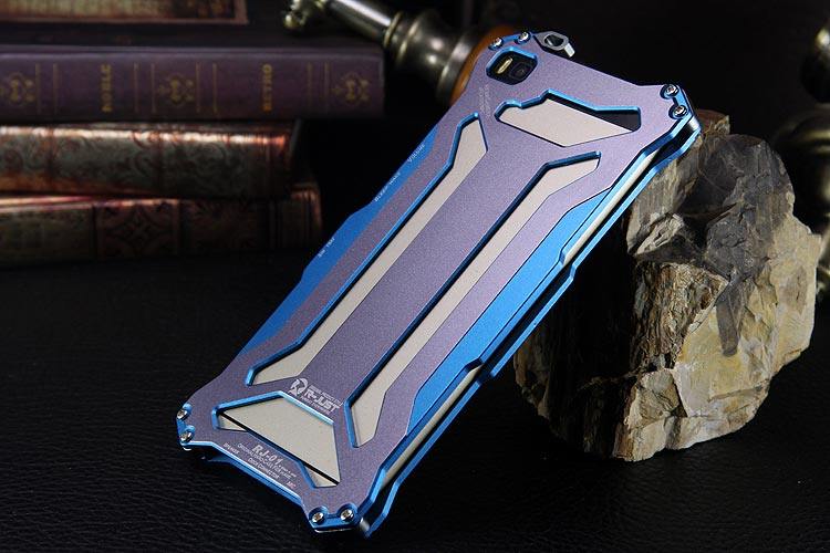 R-JUST GUNDAM Shockproof Aluminum Alloy Double Color Oxidation Metal Protective Case for Huawei Ascend P8/ P8 Lite