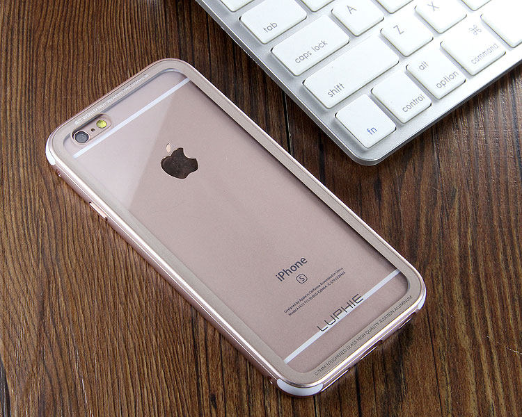 Luphie iGlass Airframe Aluminum Bumper Air Barrier Tempered Glass Back Case Cover for Apple iPhone 6S/6 & iPhone 6S Plus/6 Plus