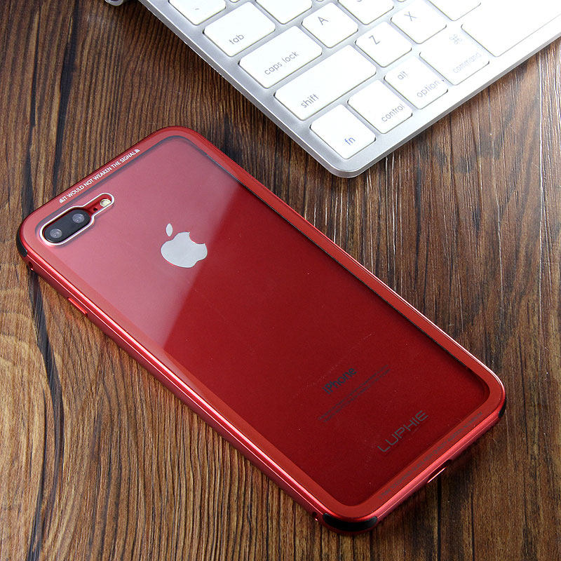 Luphie iGlass Airframe Aluminum Bumper Air Barrier Tempered Glass Back Case Cover for Apple iPhone 7 & iPhone 7 Plus