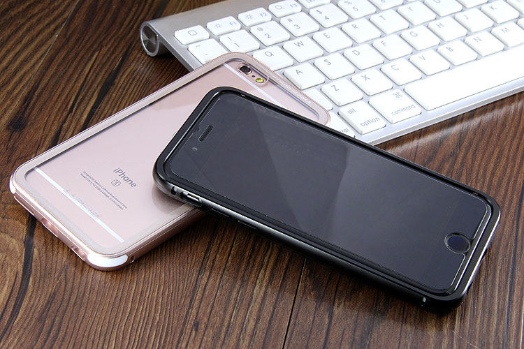 Luphie iGlass Airframe Aluminum Bumper Air Barrier Tempered Glass Back Case Cover for Apple iPhone 6S/6 & iPhone 6S Plus/6 Plus