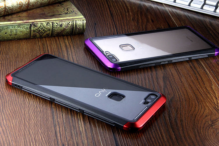 Luphie Nunchaku Airframe Metal Frame Air Barrier Tempered Glass Back Case Cover for vivo X20
