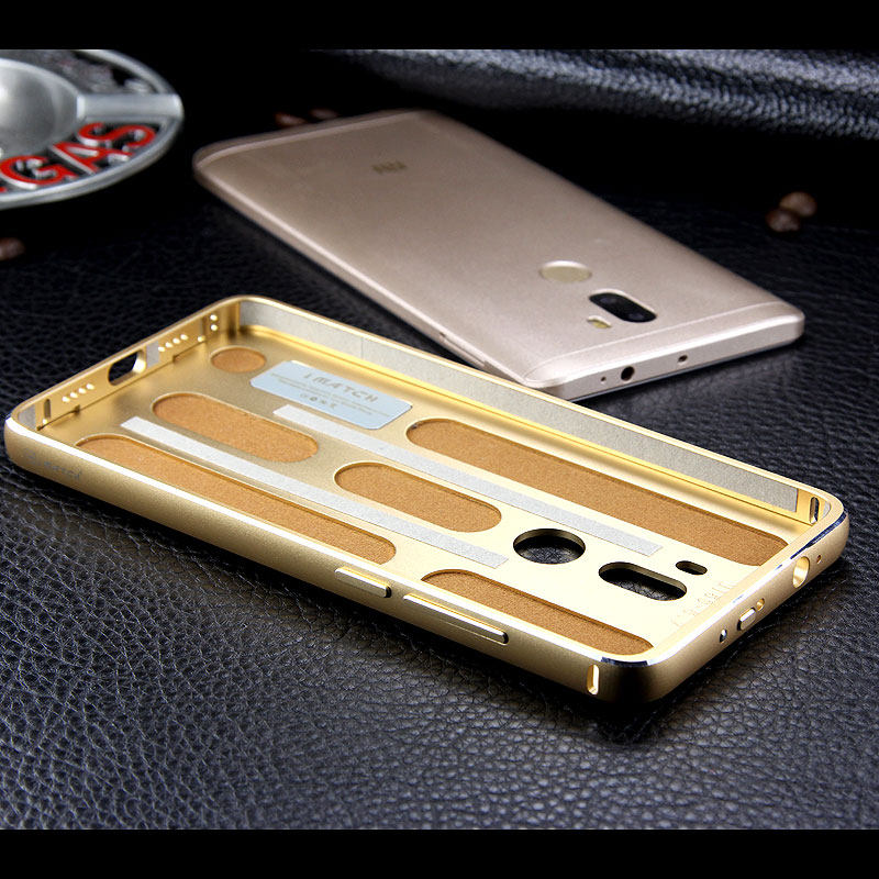 iMatch Luxury Aluminum Metal Bumper Premium Genuine Leather Back Cover Case for Xiaomi Mi 5s Plus