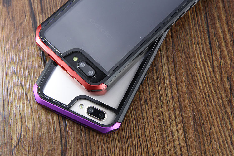 Luphie Nunchaku Airframe Metal Frame Air Barrier Tempered Glass Back Case Cover for OPPO R11 & OPPO R11 Plus