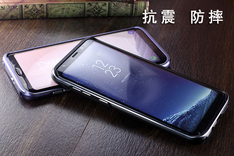 Luphie iGlass Airframe Aluminum Bumper Air Barrier Tempered Glass Back Case Cover for Samsung Galaxy S8 Plus & Galaxy S8