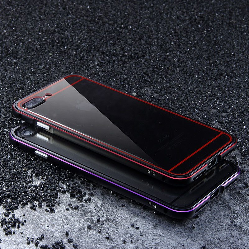 iy Bicolor Aurora Aluminum Metal Bumper Scratch Resistant Transparent PC Case Cover for Apple iPhone 8 Plus & iPhone 8 & iPhone 7 Plus & iPhone 7