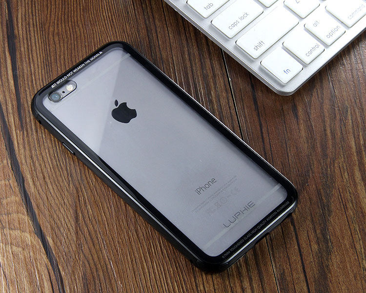 Luphie iGlass Airframe Aluminum Bumper Air Barrier Tempered Glass Back Case Cover for Apple iPhone 6S/6 & iPhone 6S Plus/6 Plus