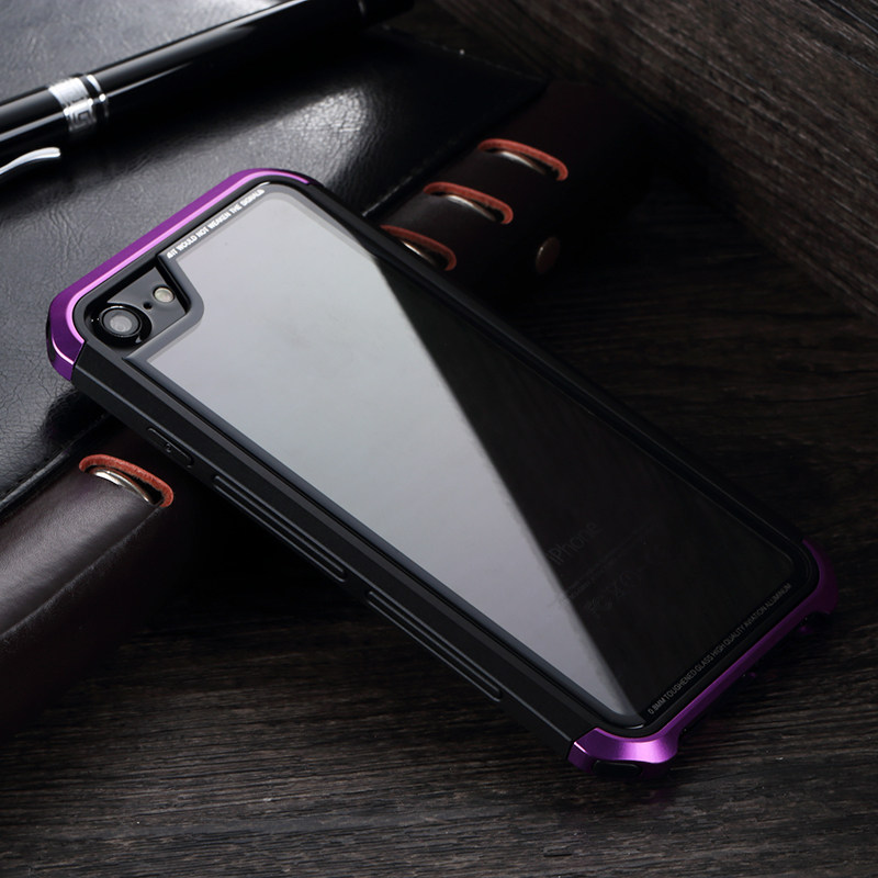 Luphie Nunchaku Airframe Metal Frame Air Barrier Tempered Glass Back Case Cover for Apple iPhone 6S/6 & iPhone 6S Plus/6 Plus