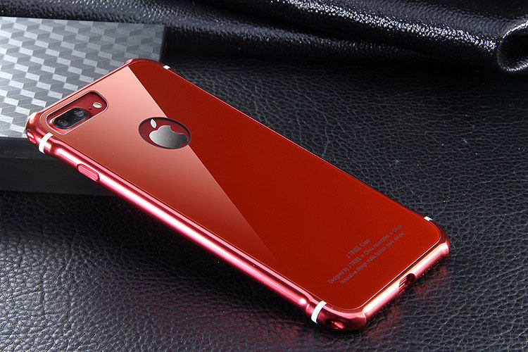 iy Rainbow Aluminum Metal Frame 9H Tempered Glass Back Cover Case for Apple iPhone 7 Plus & iPhone 7