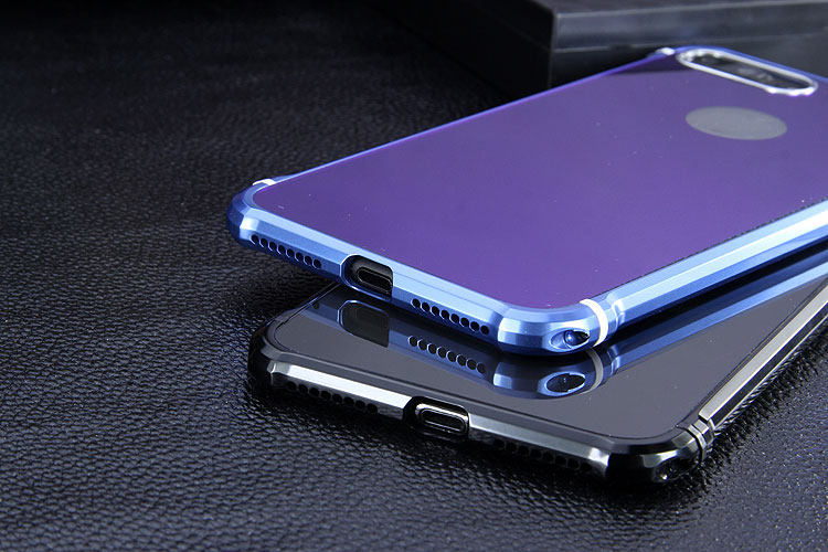 iy Rainbow Aluminum Metal Bumper Dazzle PC Back Cover Case for Apple iPhone 7 Plus & iPhone 7