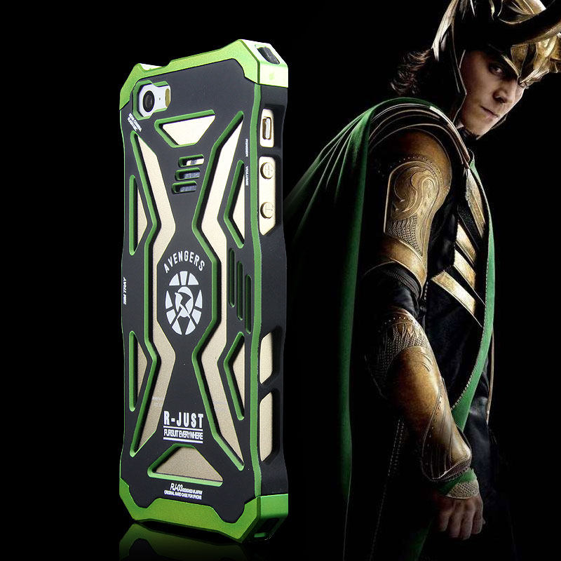 R-Just Avengers Superhero Aluminum Metal Case Cover with Shockproof Hard PC for Apple iPhone SE/5S/5