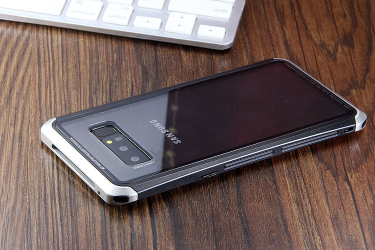 Luphie Nunchaku Airframe Metal Frame Air Barrier Tempered Glass Back Case Cover for Samsung Galaxy Note 8