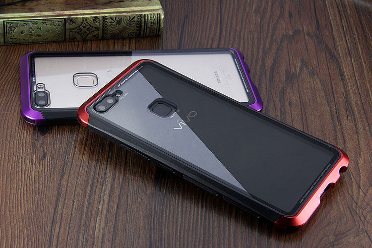 Luphie Nunchaku Airframe Metal Frame Air Barrier Tempered Glass Back Case Cover for vivo X20