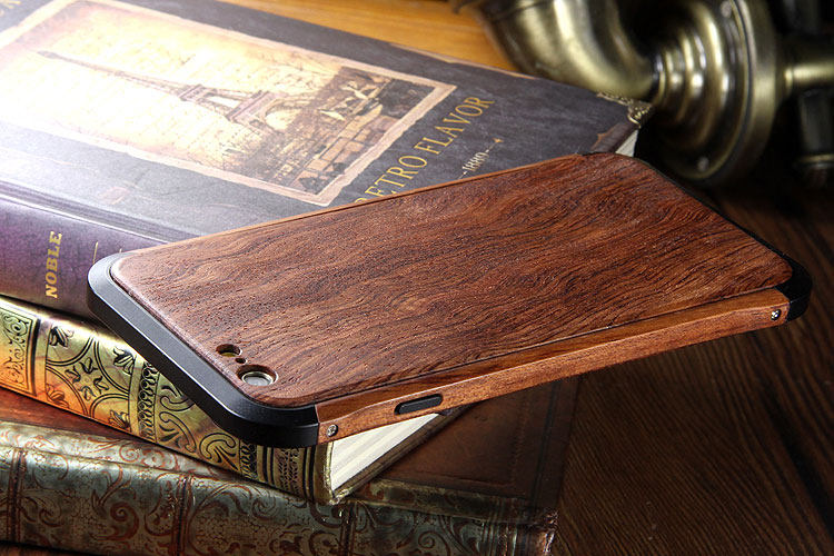 iy Rosewood Aluminum Metal Frame Wood Bumper Wooden Back Case Cover for Apple iPhone 6S Plus/6 Plus & iPhone 6S/6