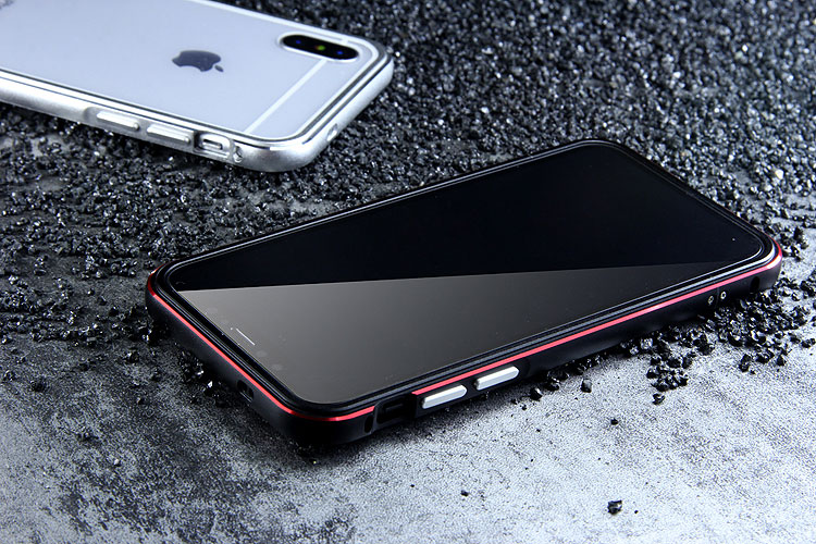 iy Bicolor Aurora Aluminum Metal Bumper Scratch Resistant Transparent PC Case Cover for Apple iPhone X