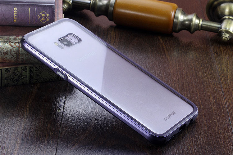 Luphie iGlass Airframe Aluminum Bumper Air Barrier Tempered Glass Back Case Cover for Samsung Galaxy S8 Plus & Galaxy S8