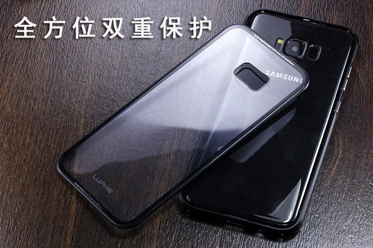 Luphie iGlass Airframe Aluminum Bumper Air Barrier Tempered Glass Back Case Cover for Samsung Galaxy S8 Plus & Galaxy S8