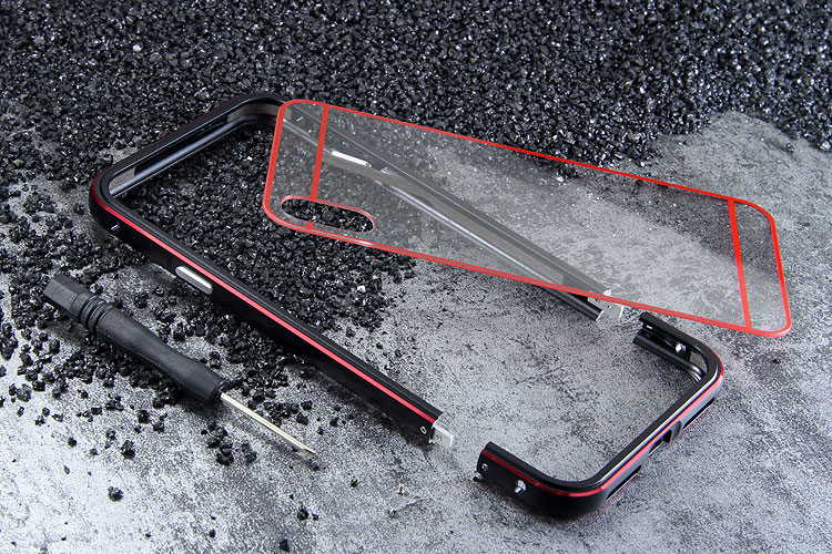 iy Bicolor Aurora Aluminum Metal Bumper Scratch Resistant Transparent PC Case Cover for Apple iPhone X